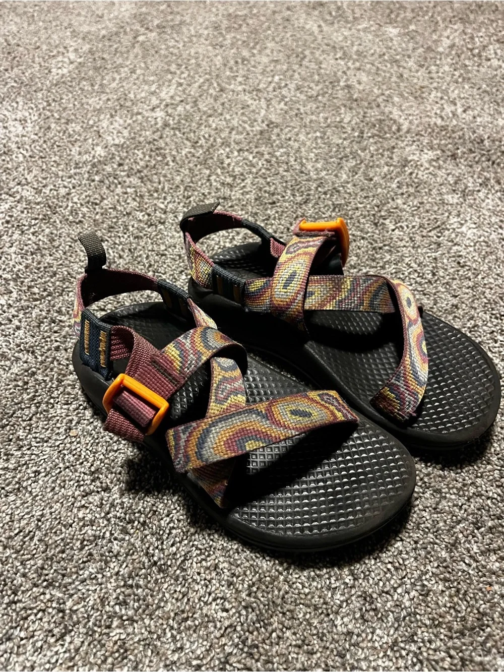 Chaco Kids Multicolor Pattern Strap Sandals with Black Sole 12c